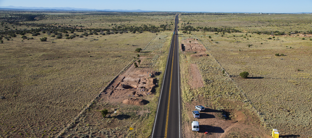Aerial view of Desert Archaeology excavations at the Beethoven site, Snowflake, Arizona