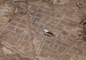 Aerial view of early agricultural fields documented by Desert Archaeology at Las Capas, Tucson, Arizona.