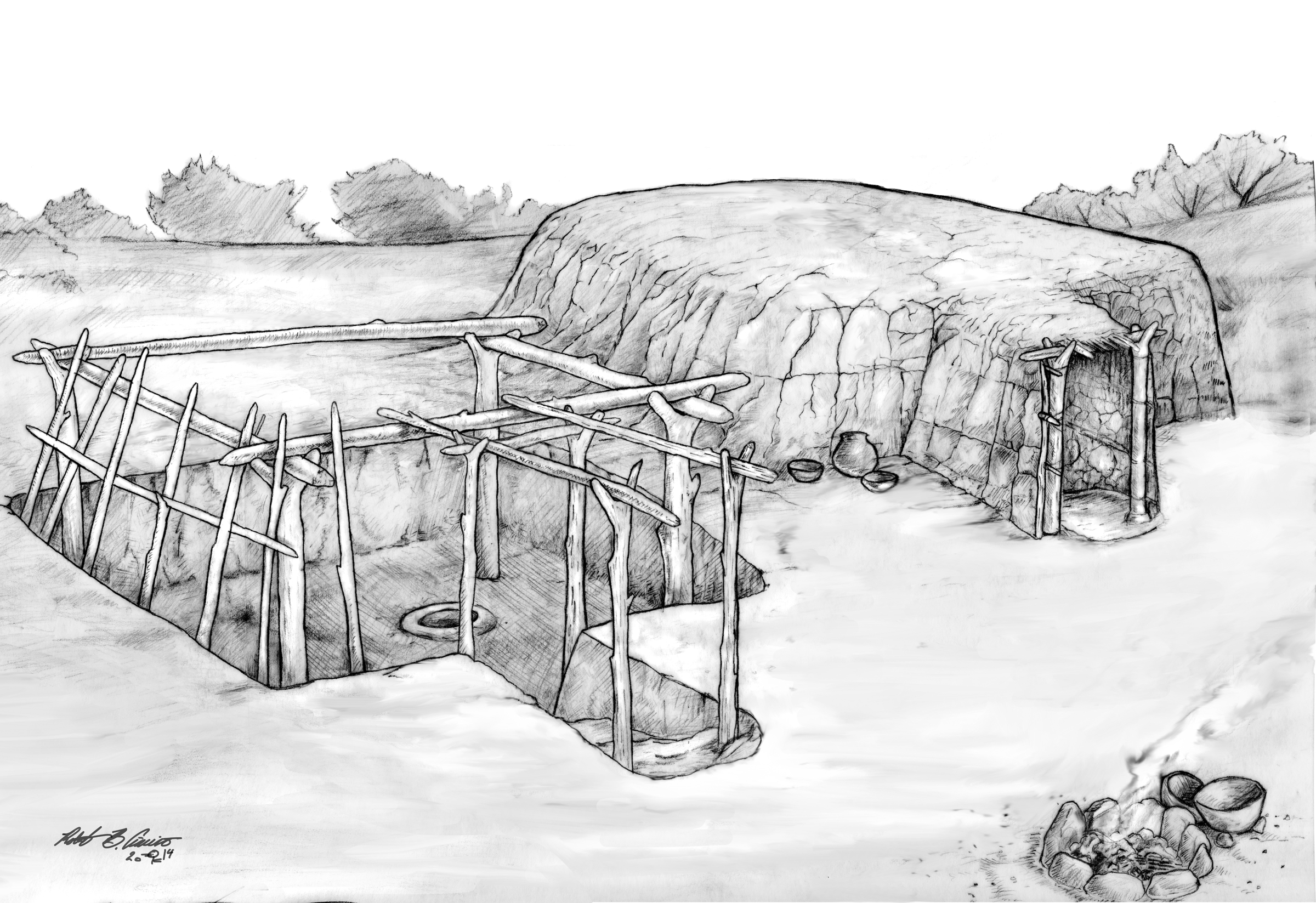 Desert Archaeology illustration answering the question what is a pithouse