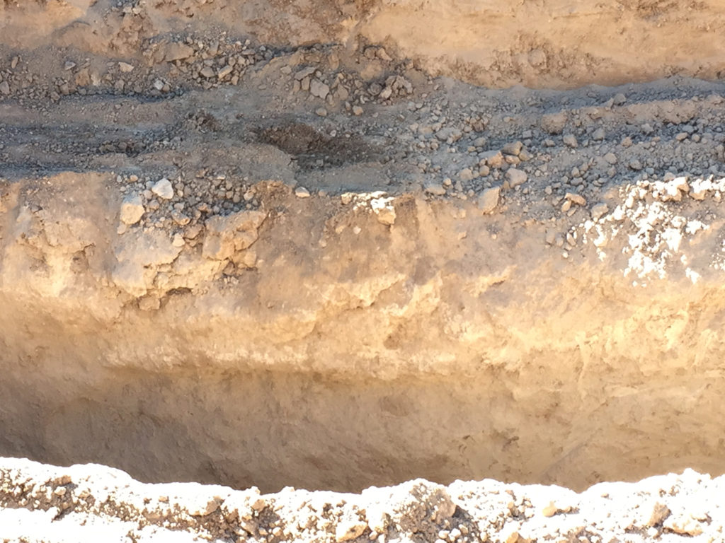 Caliche noted during construction monitoring by Desert Archaeology