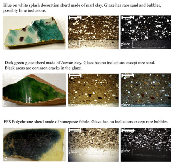 Egyptian glaze wares with ceramic petrography images