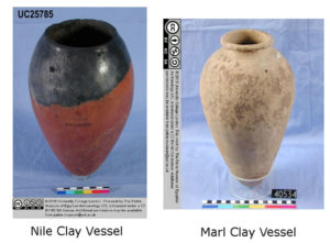 Egyptian pots made from different types of clay.