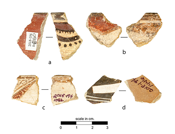 Photo of Hopi ceramic sherds brought to the Tucson Presidio as souvenirs by 18th century Spanish soldiers.
